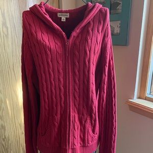 St. John’s Bay Cable Knit Zip Hoodie Maroon Color